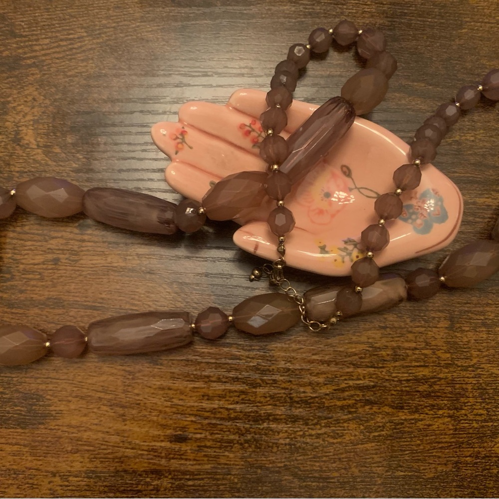 Vintage Plastic Smokey Quartz Beaded Necklace